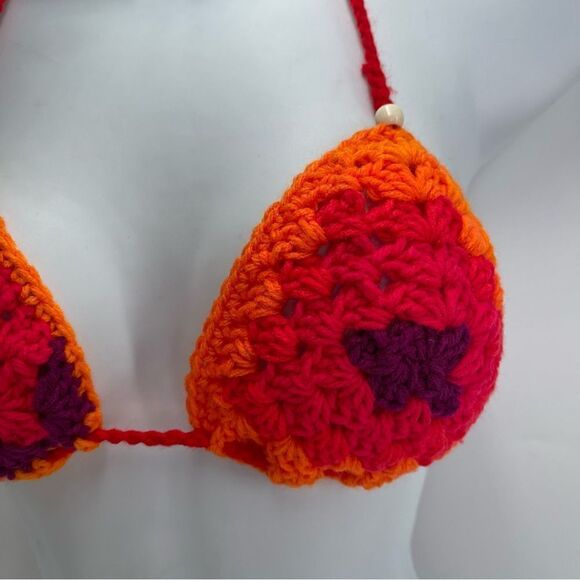 Handmade Napper brand granny square string bikini top halter adjustable any size - Picture 10 of 13